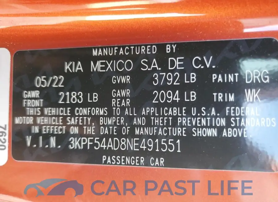 3KPF54AD8NE491551# 12