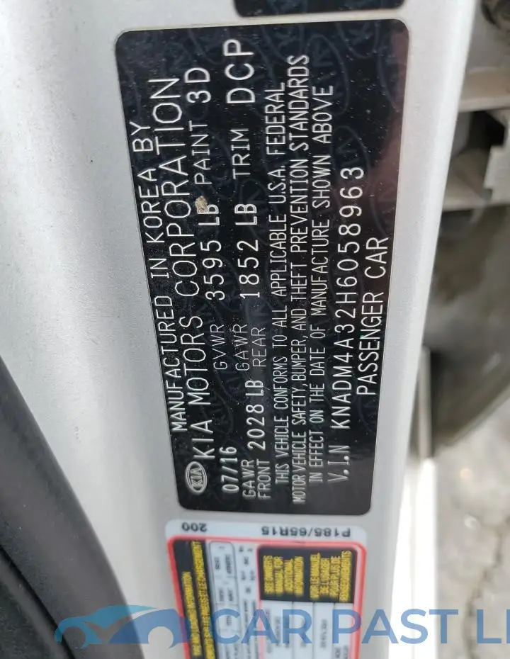 KNADM4A32H6058963# 12