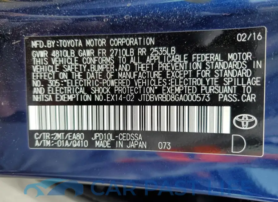 JTDBVRBD8GA000573# 12