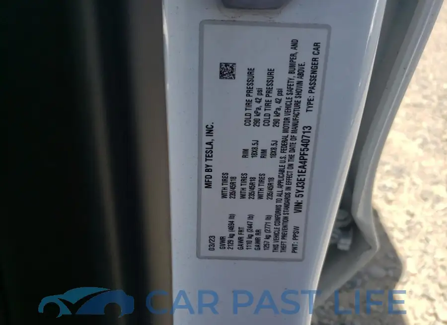 5YJ3E1EA4PF540713# 12