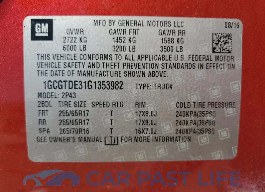 1GCGTDE31G1353982# 13