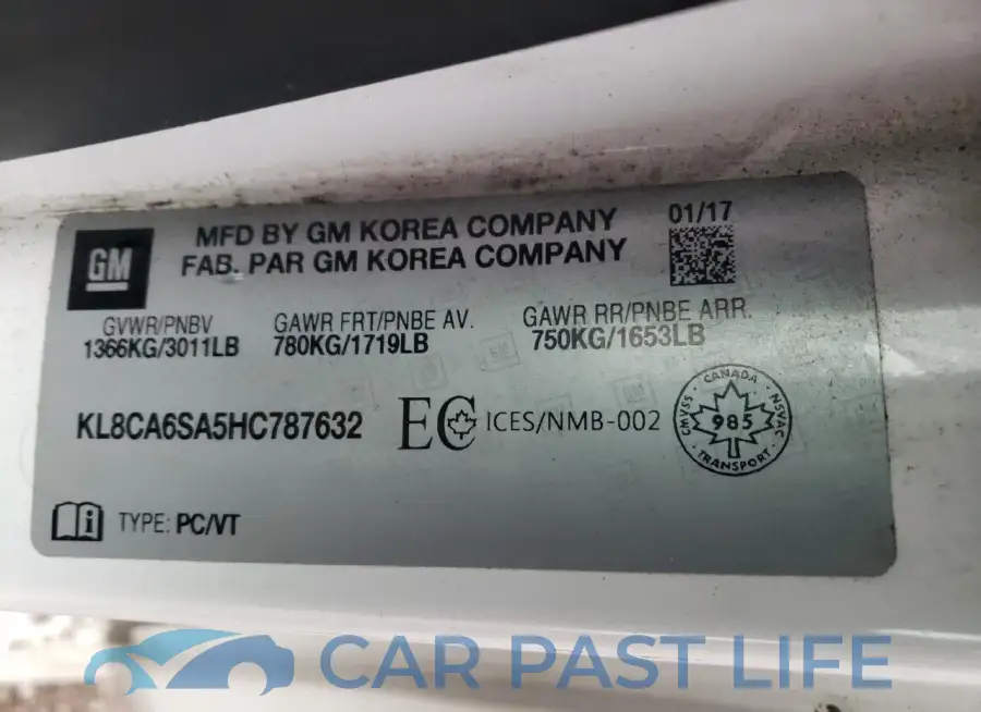 KL8CA6SA5HC787632# 12