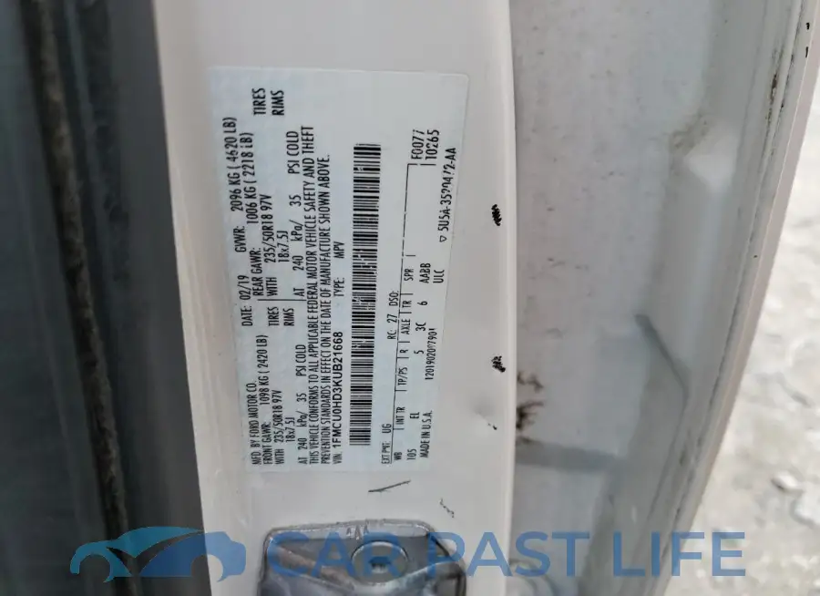 1FMCU0HD3KUB21668# 13
