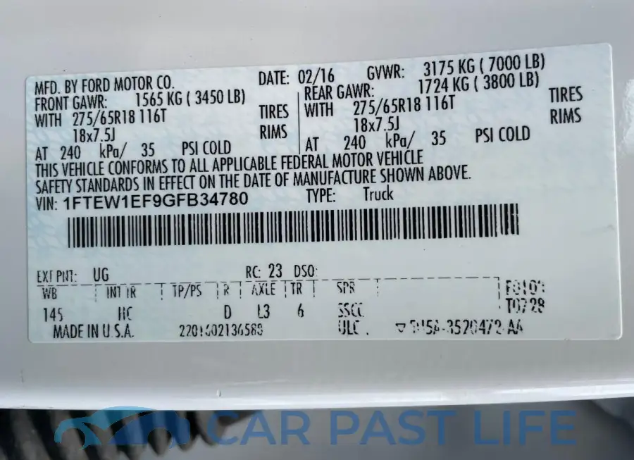 1FTEW1EF9GFB34780# 10