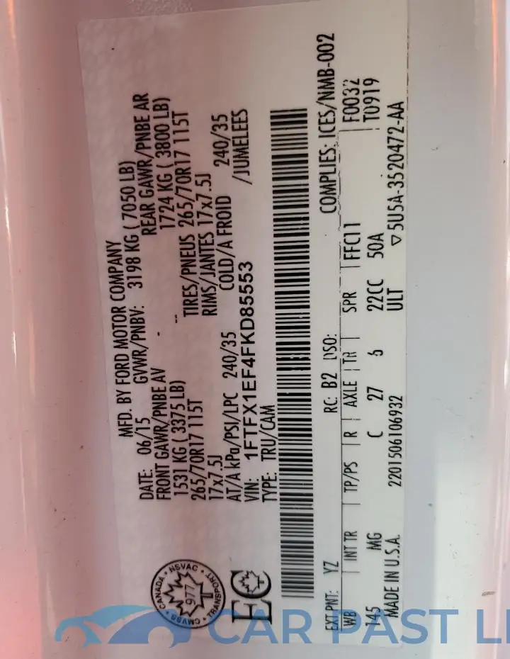 1FTFX1EF4FKD85553# 12