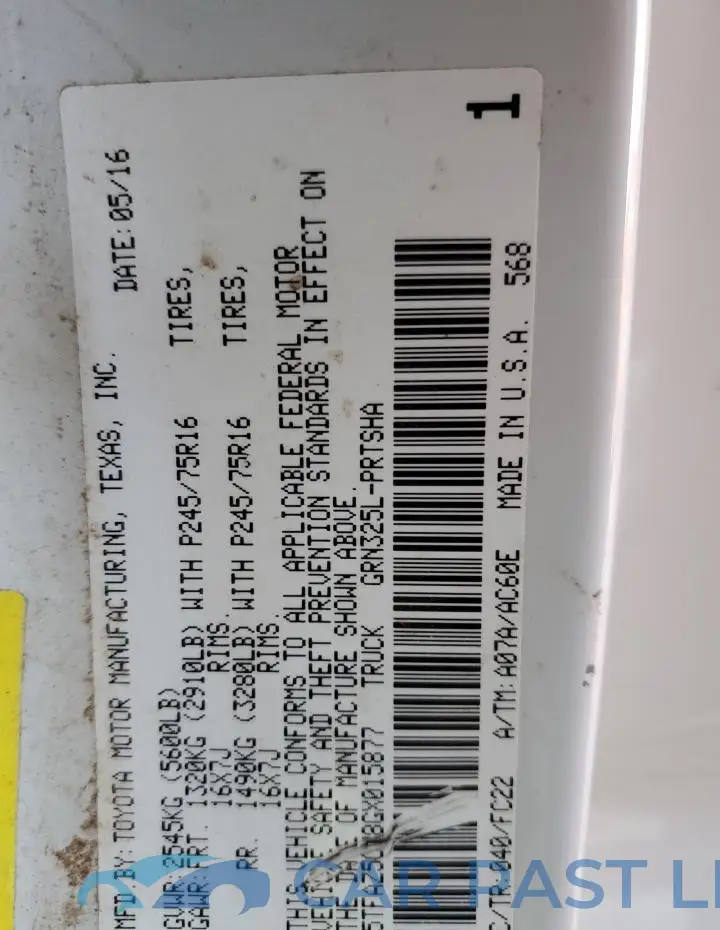5TFAZ5CN8GX015877# 12