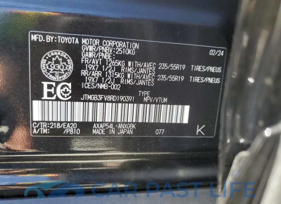 JTMGB3FV8RD190391# 12