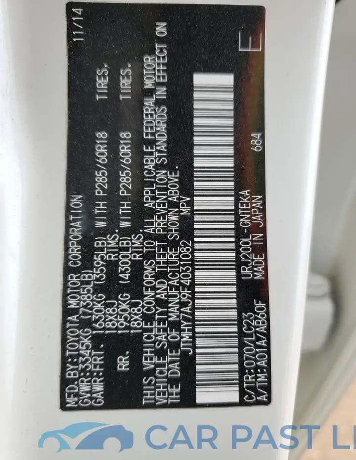 JTMHY7AJ9F4031082# 13