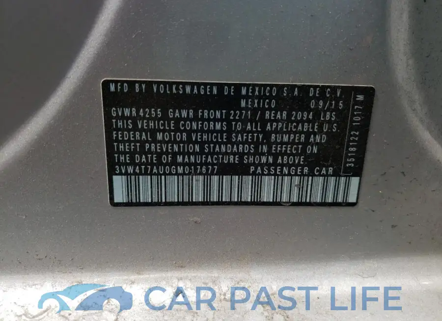3VW4T7AU0GM017677# 12