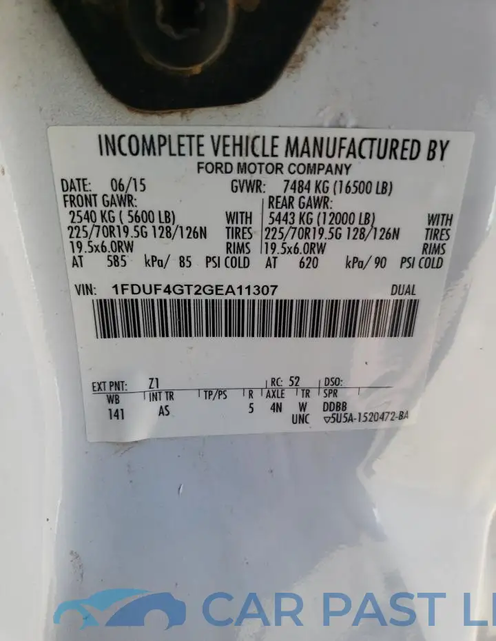 1FDUF4GT2GEA11307# 12