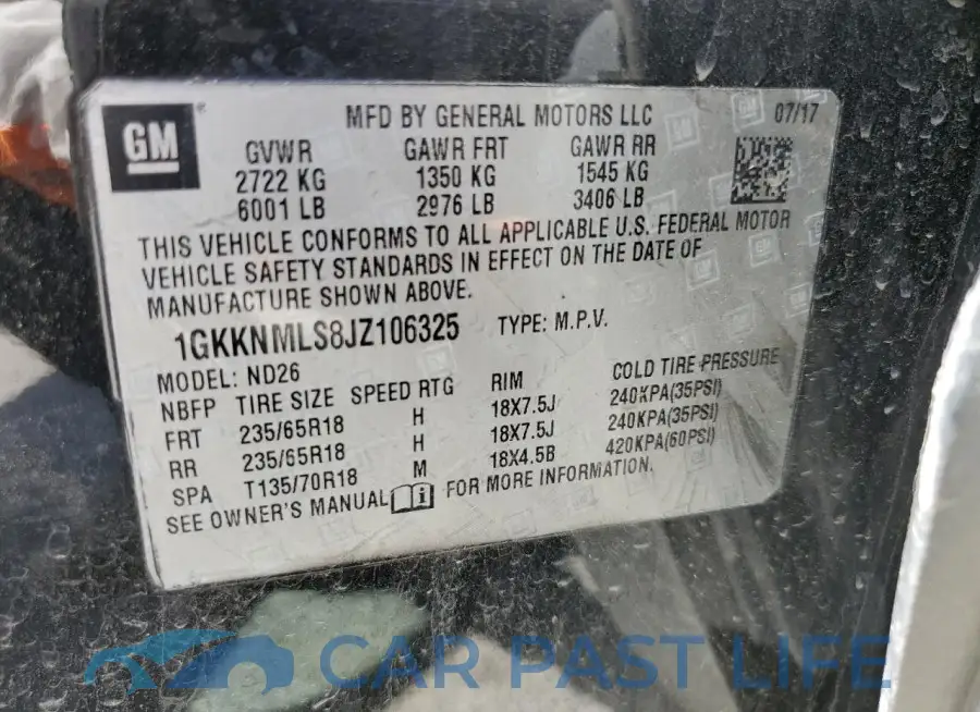 1GKKNMLS8JZ106325# 13