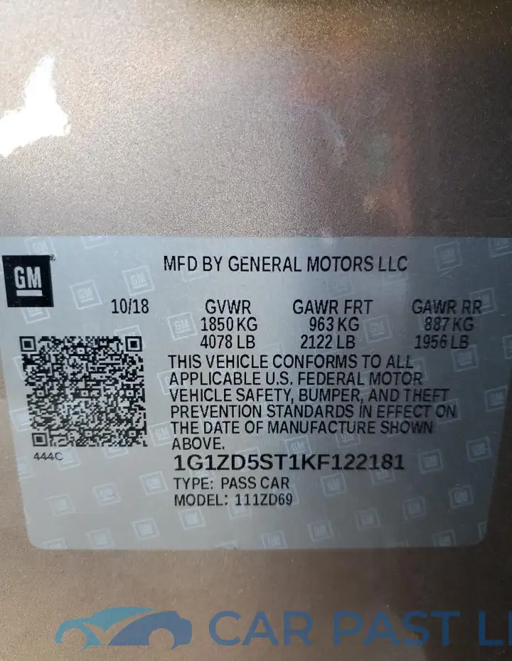 1G1ZD5ST1KF122181# 12
