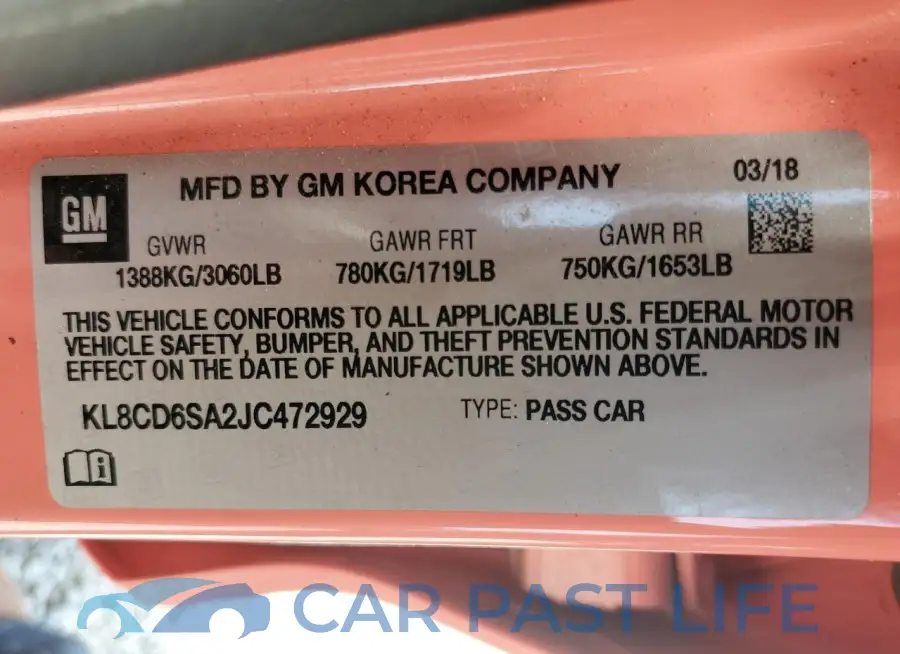 KL8CD6SA2JC472929# 12