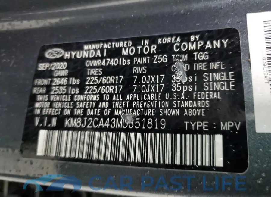 KM8J2CA43MU351819# 13