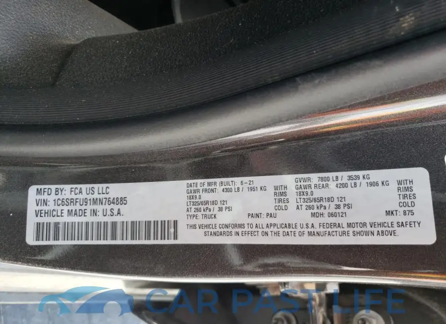 1C6SRFU91MN764885# 12