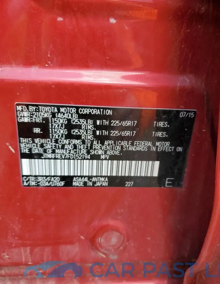 JTMRFREV7FD152194# 13