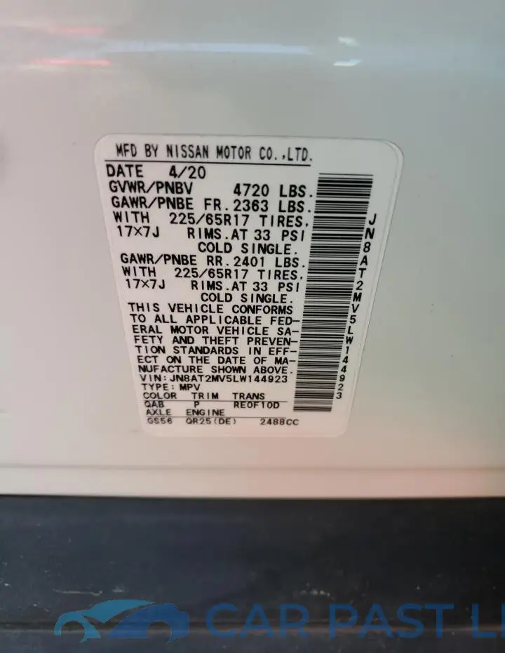 JN8AT2MV5LW144923# 13