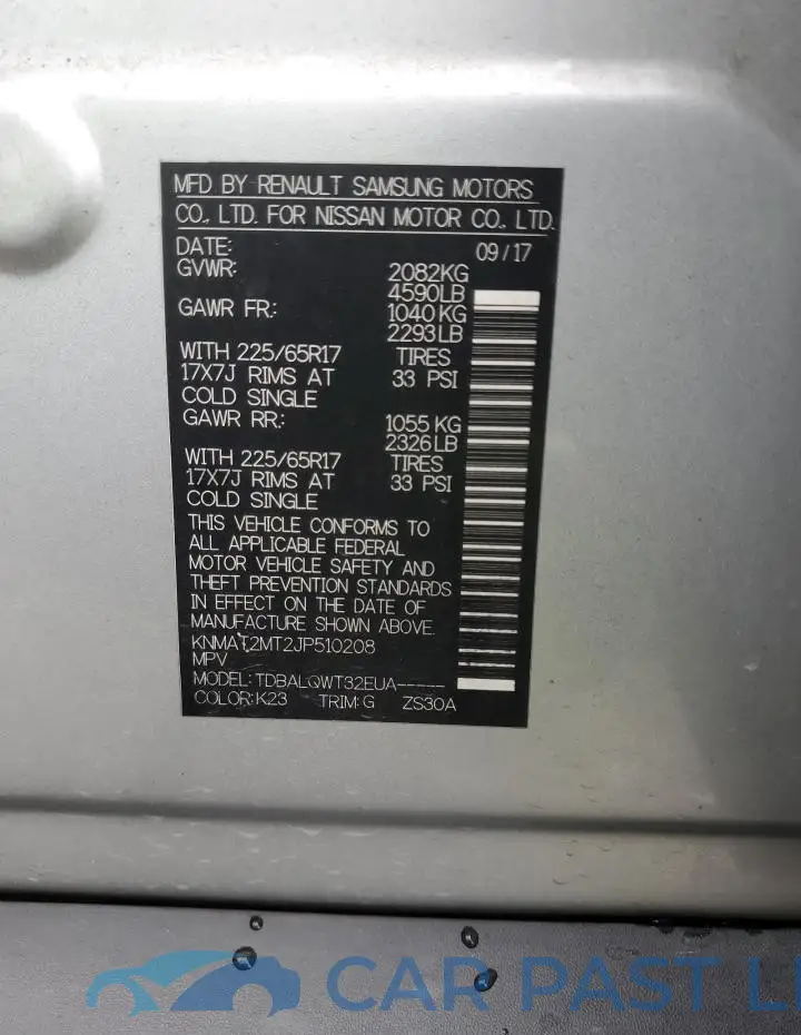 KNMAT2MT2JP510208# 13
