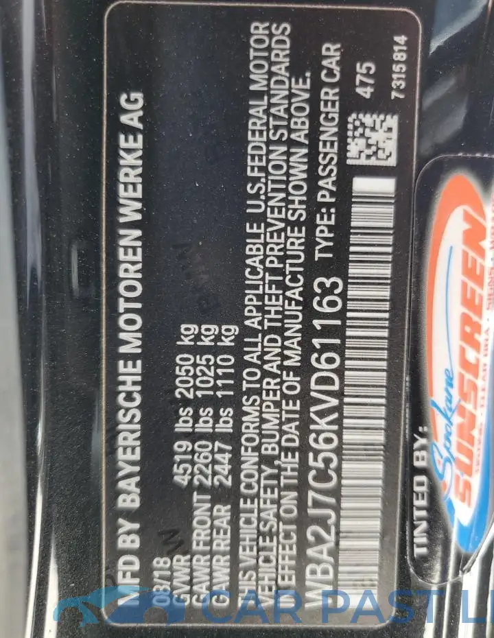 WBA2J7C56KVD61163# 12