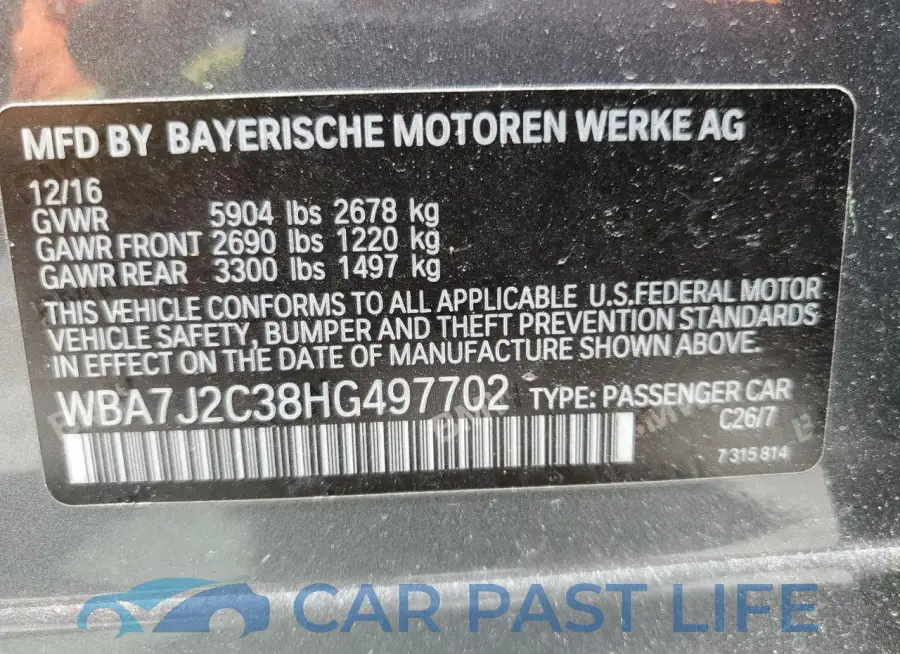 WBA7J2C38HG497702# 12