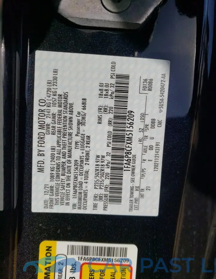 1FA6P8CFXM5156209# 12
