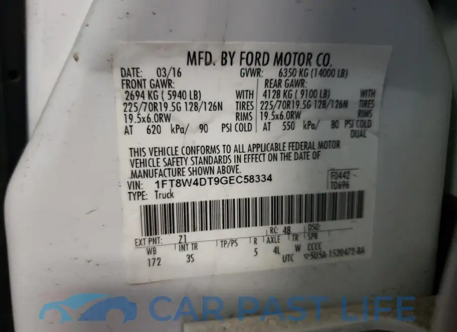 1FT8W4DT9GEC58334# 12