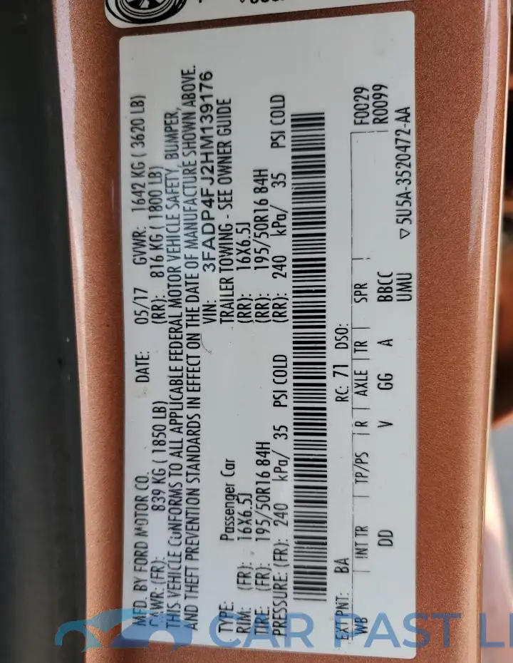 3FADP4FJ2HM139176# 12