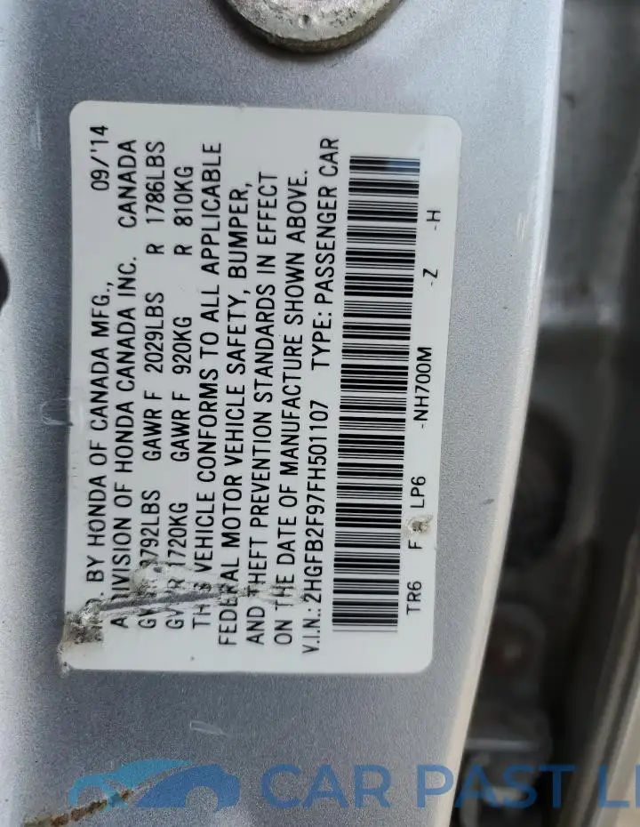 2HGFB2F97FH501107# 12