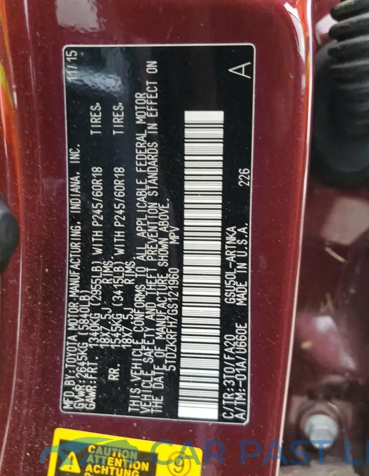 5TDZKRFH7GS121960# 14