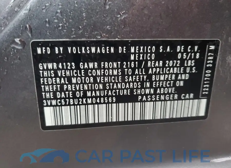 3VWC57BU2KM048569# 12