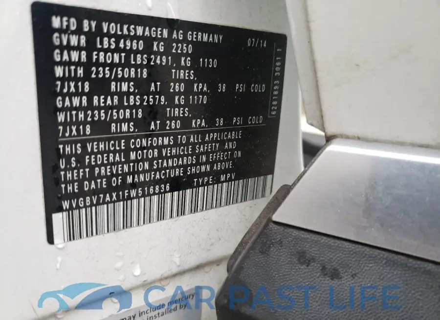 WVGBV7AX1FW516836# 13