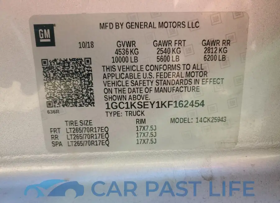 1GC1KSEY1KF162454# 12