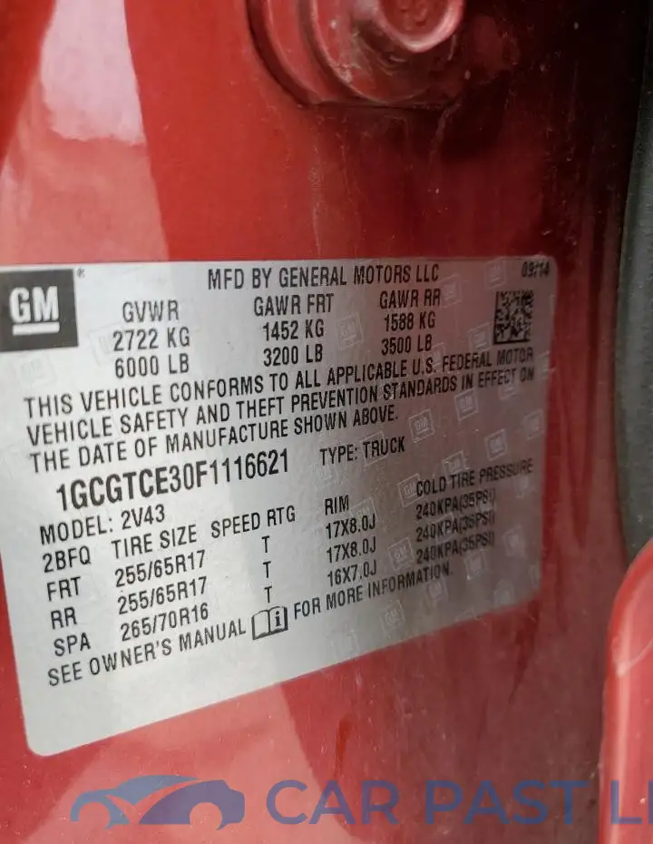 1GCGTCE30F1116621# 12