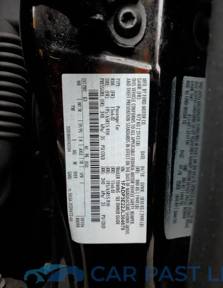 1FADP3E22JL304879# 13