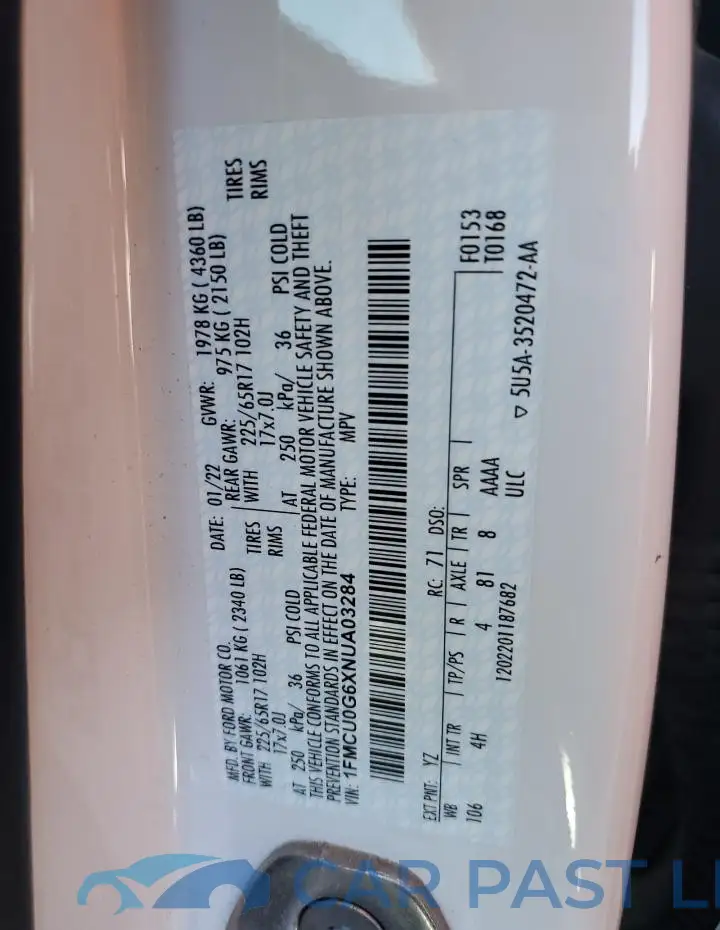 1FMCU0G6XNUA03284# 12