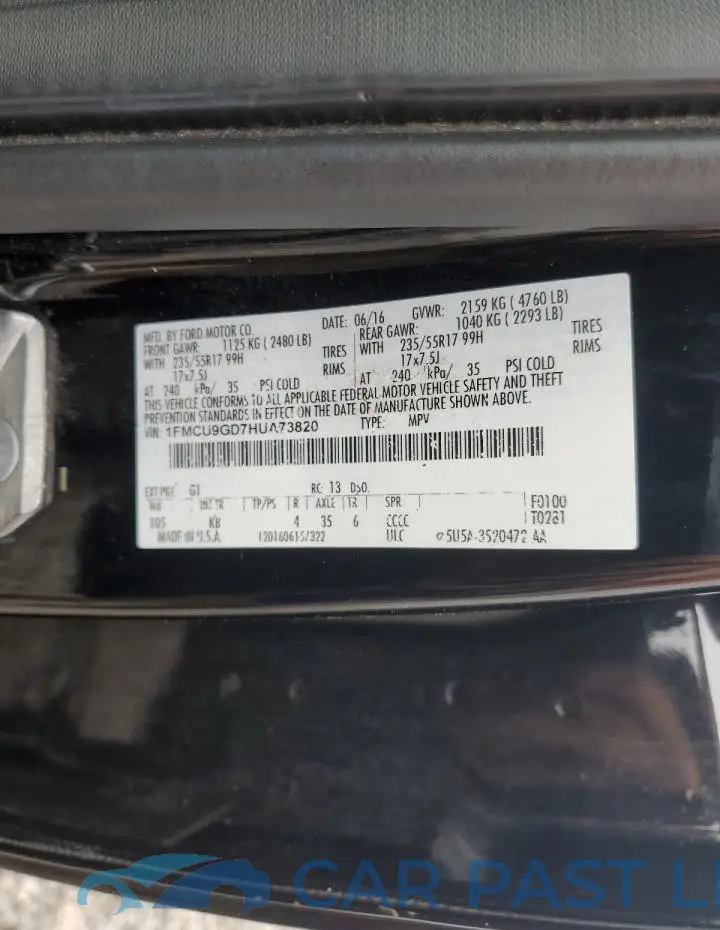 1FMCU9GD7HUA73820# 13