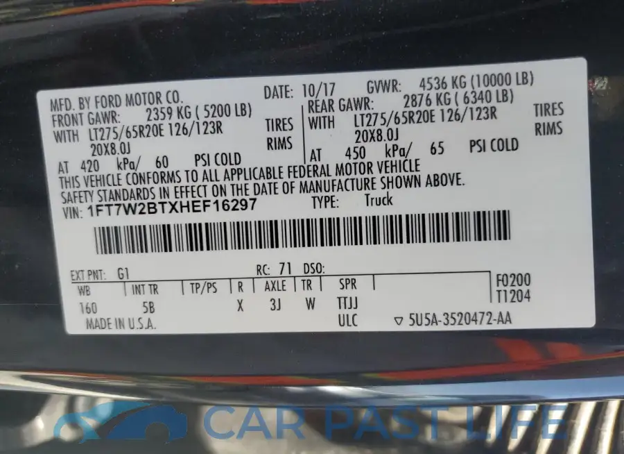 1FT7W2BTXHEF16297# 12