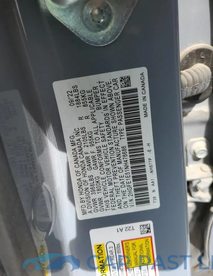 2HGFE1E51NH476686# 12