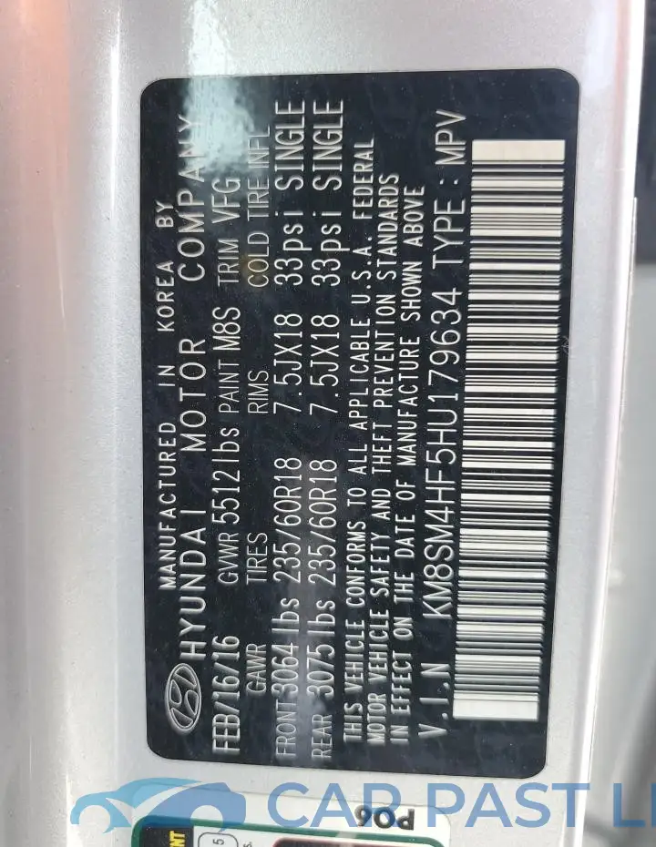 KM8SM4HF5HU179634# 13