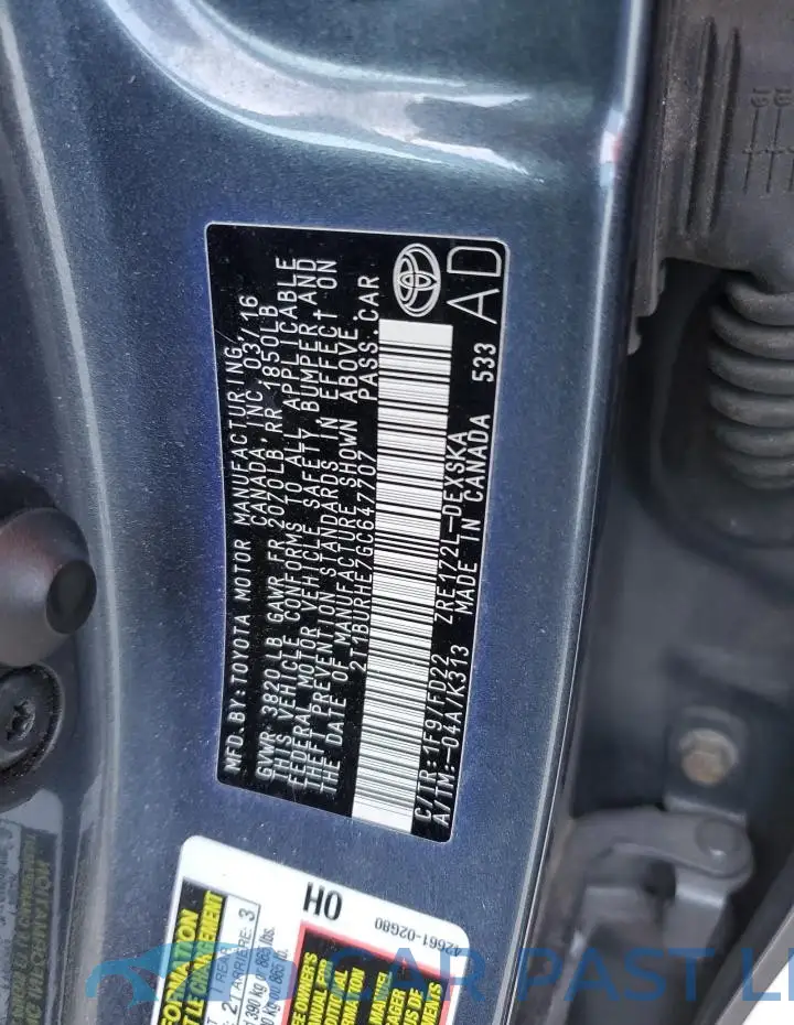 2T1BURHE7GC647707# 13