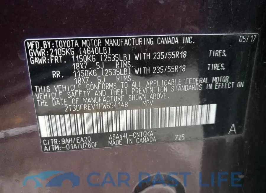 2T3DFREV1HW654148# 13