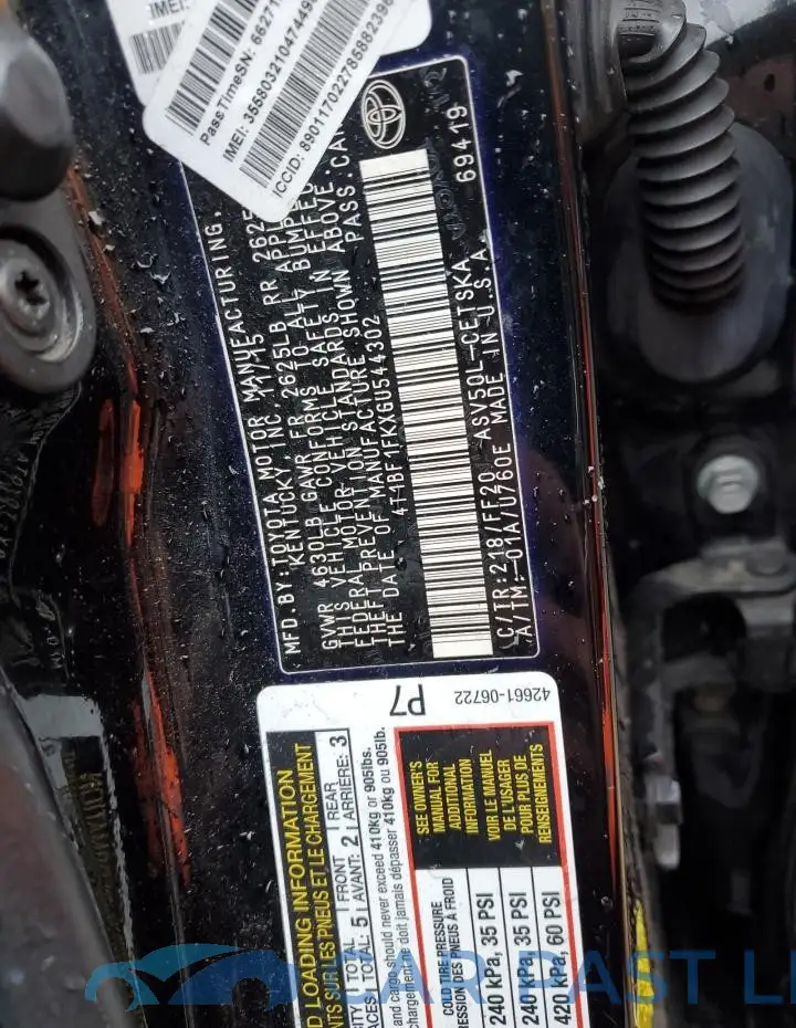 4T1BF1FKXGU544302# 12