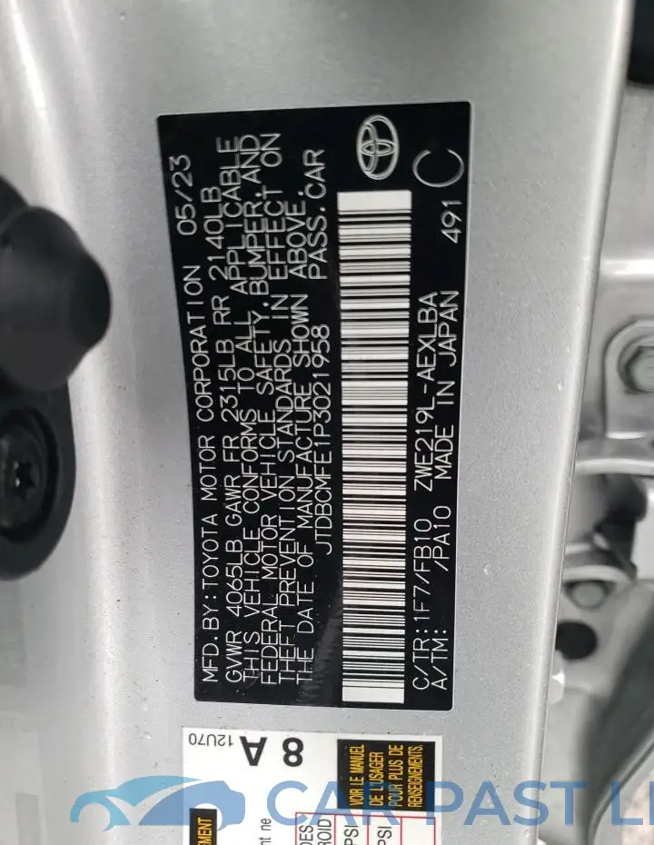 JTDBCMFE1P3021958# 12