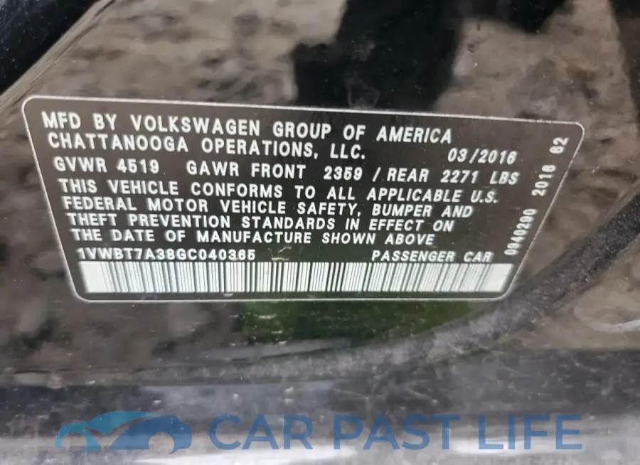 1VWBT7A38GC040365# 13