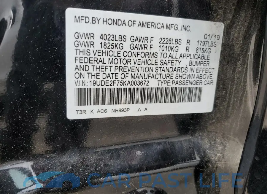 19UDE2F75KA003672# 12