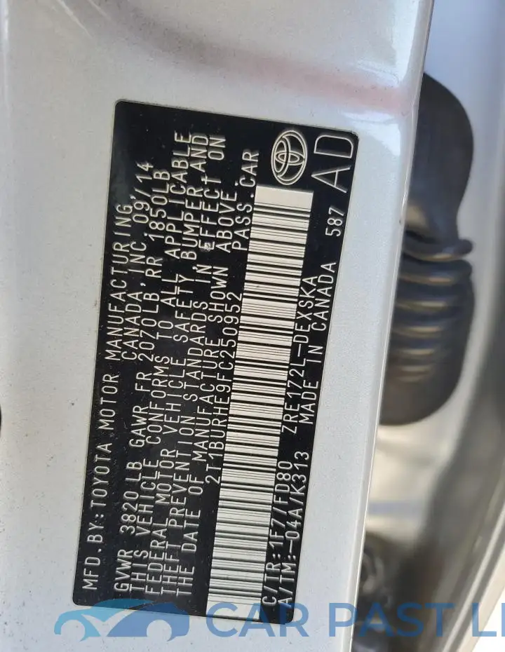 2T1BURHE9FC250952# 12