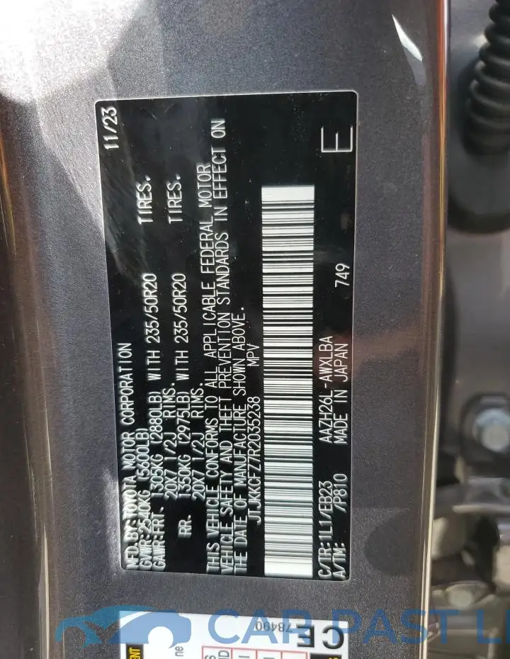 JTJKKCFZ7R2035238# 12