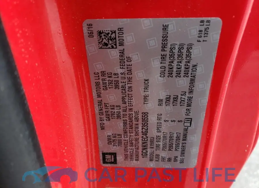 1GCNKNEC4GZ350558# 12