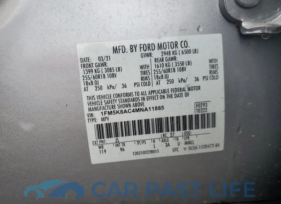 1FM5K8AC4MNA11885# 12