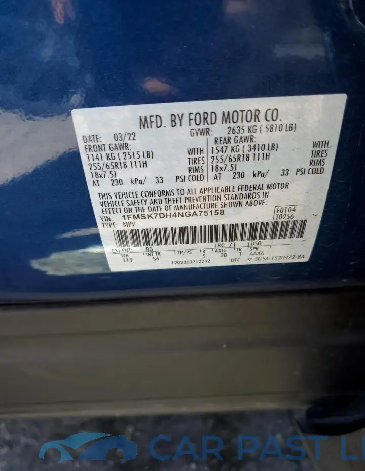 1FMSK7DH4NGA75158# 14